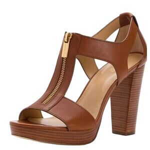 MICHAEL Michael Kors Womens Brown Leather BERKLEY HIGH PLATFORM 6